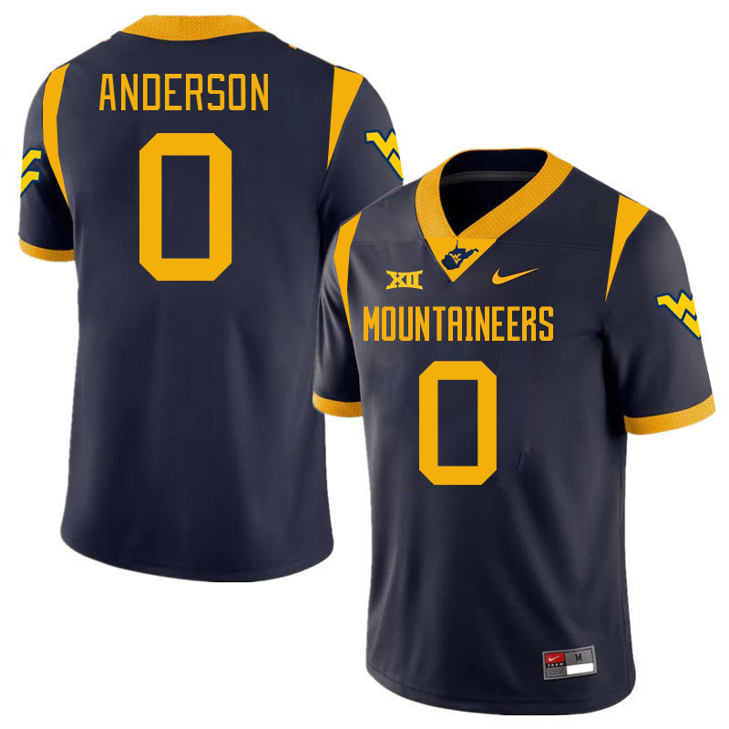 #0 Jaylen Anderson West Virginia Mountaineers College 2024 New Uniforms Football Jerseys Stitched Sale-Navy